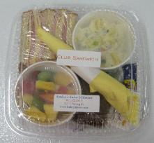 Club Sandwich, Potato Salad, Fresh Fruit Salad, Brownie