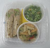 English Tuna Wrap, Broccoli Peanut Raisin Salad, Italian Pasta Salad, 7-Layer Bar
