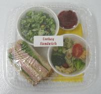 Turkey with Cranberry Salsa, Broccoli Peanut Raisin Salad, Italian Pasta Salad, Chess Bar