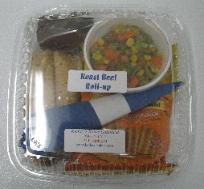 Roast Beef Roll-up, Marinated Vegetable Salad, Harvest Cheddar SunChips & Brownie